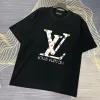 Premium Louis Vuitton Kurzarm-Logo-Kollektion aus schwarzer Baumwolle