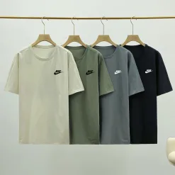 Premium Qualität Nike Kurzarm Schwarz Seide Casual Luxury