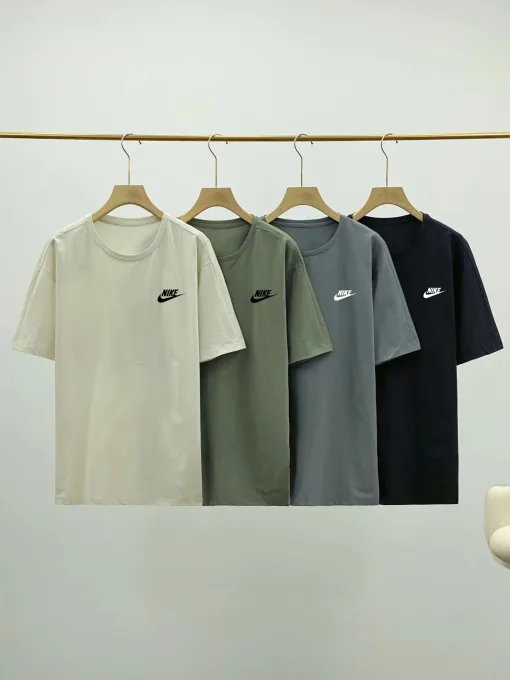 Premium Qualität Nike Kurzarm Schwarz Seide Casual Luxury