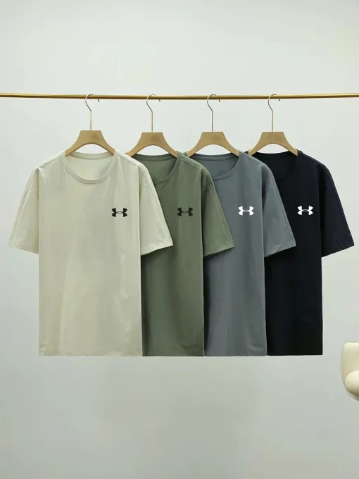 Hochwertige Under Armour Kurzarm Schwarz Seide Casual Luxury