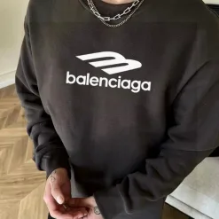 Premium Qualität Balenciaga Sweatshirts Schwarz Fleece Print Luxus