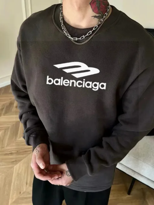 Premium Qualität Balenciaga Sweatshirts Schwarz Fleece Print Luxus