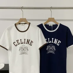 Meistverkaufte Celine T-Shirts Schwarzer Baumwolldruckstil