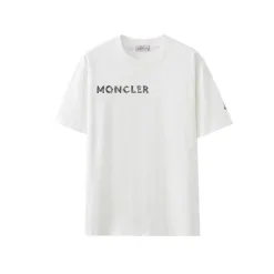 Hochwertiger Moncler Kurzarm Schwarzer Baumwolldruck Luxus
