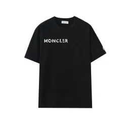 Bestseller Moncler Kurzarm Schwarz Baumwolle Print Luxus