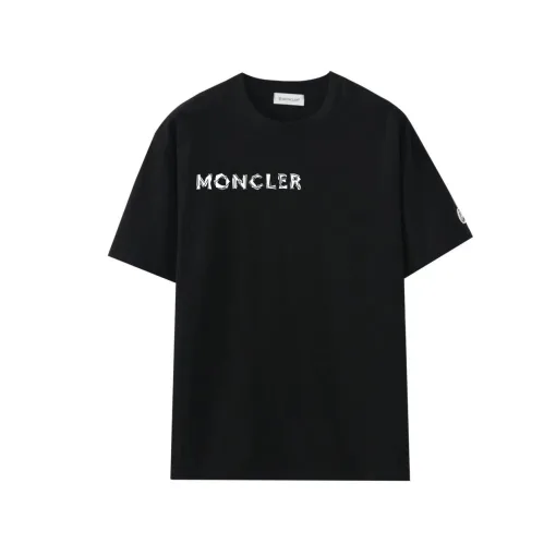 Bestseller Moncler Kurzarm Schwarz Baumwolle Print Luxus