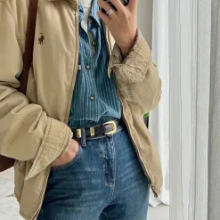 Premium Qualität Ralph Lauren Hemden Khaki Denim Vintage Luxus