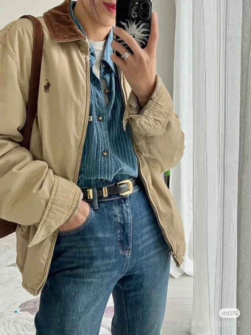 Premium Qualität Ralph Lauren Hemden Khaki Denim Vintage Luxus
