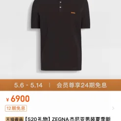 Premium Zegna Kurzarm-T-Shirts Schwarz Baumwolle Casual Luxury