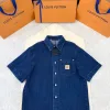 Hochwertiger Louis Vuitton Kurzarm-Denim-Logo-Stil