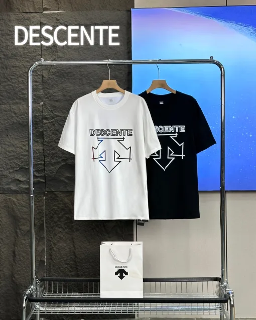 Luxury Descente Kurzarm Schwarz Baumwolle Print Luxus