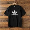 Premium Adidas Kurzarm Schwarz Baumwolle Print Luxus