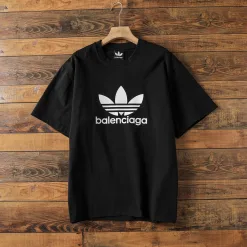 Premium Adidas Kurzarm Schwarz Baumwolle Print Luxus