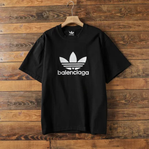 Premium Adidas Kurzarm Schwarz Baumwolle Print Luxus