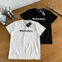 Luxuriöse Descente Kurzarm-Logo-Kollektion aus schwarzem Polyester