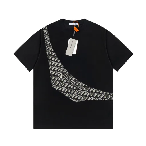 Hochwertiger Dior Kurzarm-Stil aus schwarzem Nylon im Washed-Stil