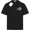 Luxus Moncler Kurzarm Schwarz Baumwolle Logo Kollektion