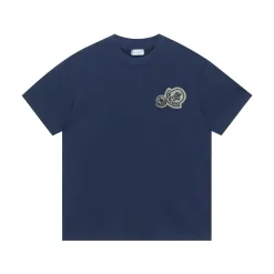 Luxus Moncler Kurzarm Schwarz Baumwolle Logo Kollektion