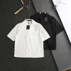 Premium Louis Vuitton Kurzarm Weiß Baumwolle Bestickt Luxus