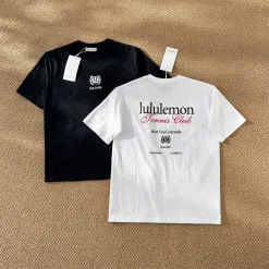 Premium Lululemon Kurzarmhemd Schwarzes Lederlogo Luxus