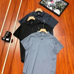 Premium-Qualität Lululemon Poloshirt Schwarz Polyester Lässiger Luxus