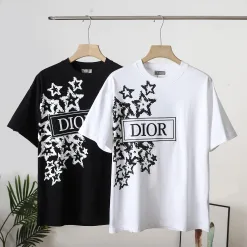 Luxus-Kollektion „Dior“ mit kurzen Ärmeln und schwarzer Baumwolle und Stickerei