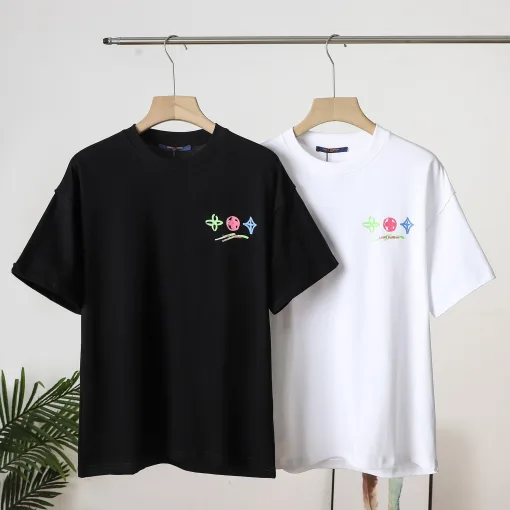 Luxus Louis Vuitton Kurzarmhemd Weißes Leder Logo Kollektion