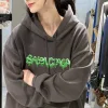 Luxuriöse Balenciaga Sweatshirts aus grünem Fleece mit Logo-Kollektion