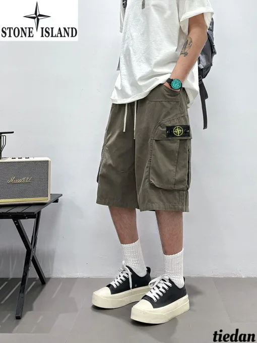 Hochwertige Stone Island Shorts Schwarz Retro Luxus