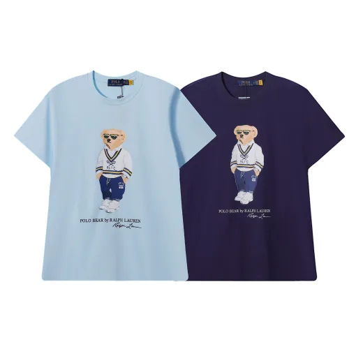 Hochwertige Ralph Lauren Kurzarm Blau Baumwolle Casual Luxury