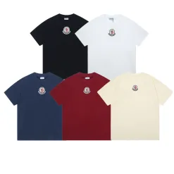 Luxus-Kollektion Moncler mit kurzen Ärmeln und schwarzer Baumwolle mit Stickerei