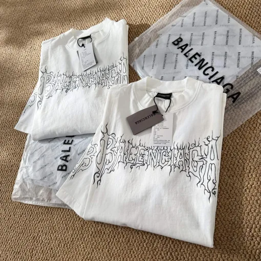 Luxus Balenciaga Kurzarm Weiß Baumwolle Casual Luxury