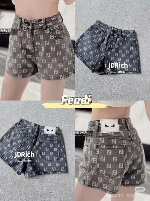 Hochwertige Fendi-Shorts-Kollektion mit Denim-Print