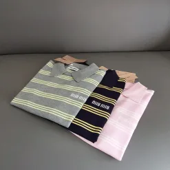 Hochwertiger Miu Miu Kurzarm Schwarzer Strick Jacquard Luxus