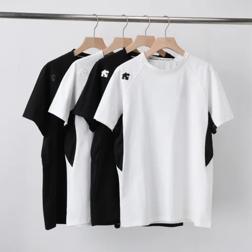 Hochwertige Descente Kurzarm-Patchwork-Kollektion aus schwarzem Polyester