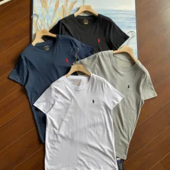 Luxus Ralph Lauren Kurzarm-Logo-Kollektion aus schwarzer Baumwolle