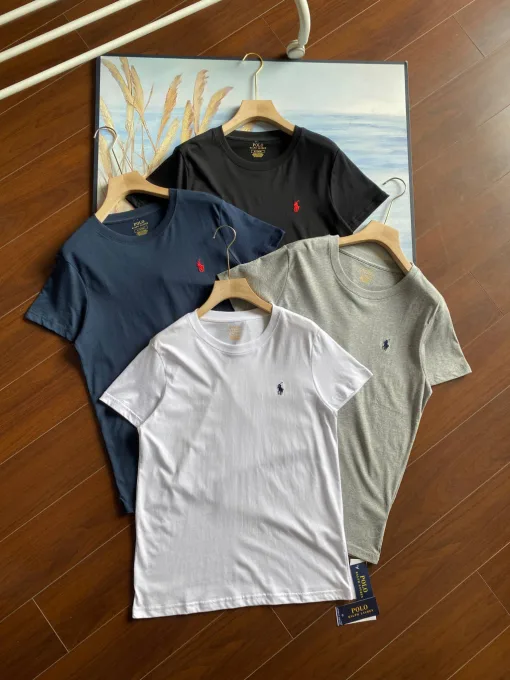 Luxus Ralph Lauren Kurzarm-Logo-Kollektion aus schwarzer Baumwolle