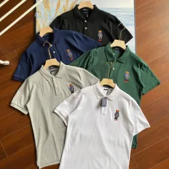Luxus Ralph Lauren Kurzarm-T-Shirts Graue Baumwolle Bestickte Kollektion