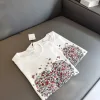 Hochwertiges Dior-Kurzarm-Shirt im weißen bestickten Stil