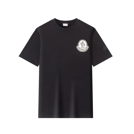 Bestseller Moncler Kurzarm-Logo-Kollektion aus schwarzer Baumwolle