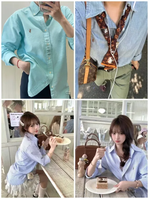 Hochwertiges Langarmshirt aus Baumwolle im Ralph Lauren-Logo-Stil