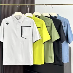 Premium Qualität Descente Kurzarm Grau Polyester Casual Luxus