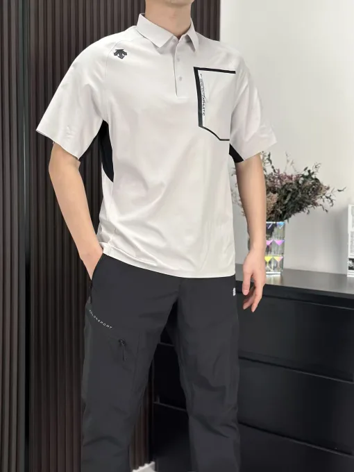 Hochwertige Descente Kurzarm Grau Polyester Casual Style
