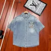 Premium Qualität Louis Vuitton Kurzarmhemd Gold Denim Classic Luxury