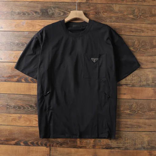 Luxus Prada Kurzarm Schwarz Minimalistischer Stil