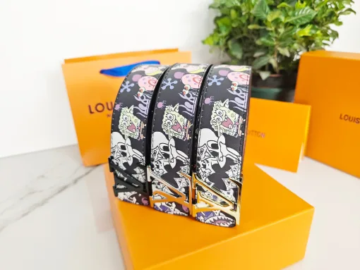 Luxus Louis Vuitton Gürtel Schwarz Klassischer Stil