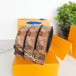 Luxus Louis Vuitton Gürtel Braun Klassischer Stil