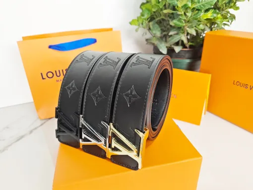 Premium Louis Vuitton Gürtel Gold Leder Klassisch Luxus