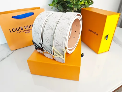 Luxus Louis Vuitton Gürtel Weiß Klassischer Stil