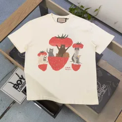 Premium Gucci Kurzarm Baumwolle Logo Luxus